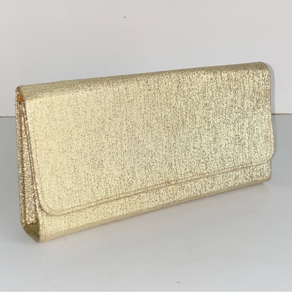 Vintage 1950s Gold Lame Clutch Snap Closure Evening Bag Purse Mid Century Modern - Picture 4 of 15